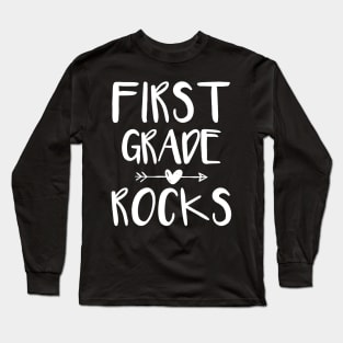 Team First 1 st Grade Rocks Teacher First Day School Last Long Sleeve T-Shirt